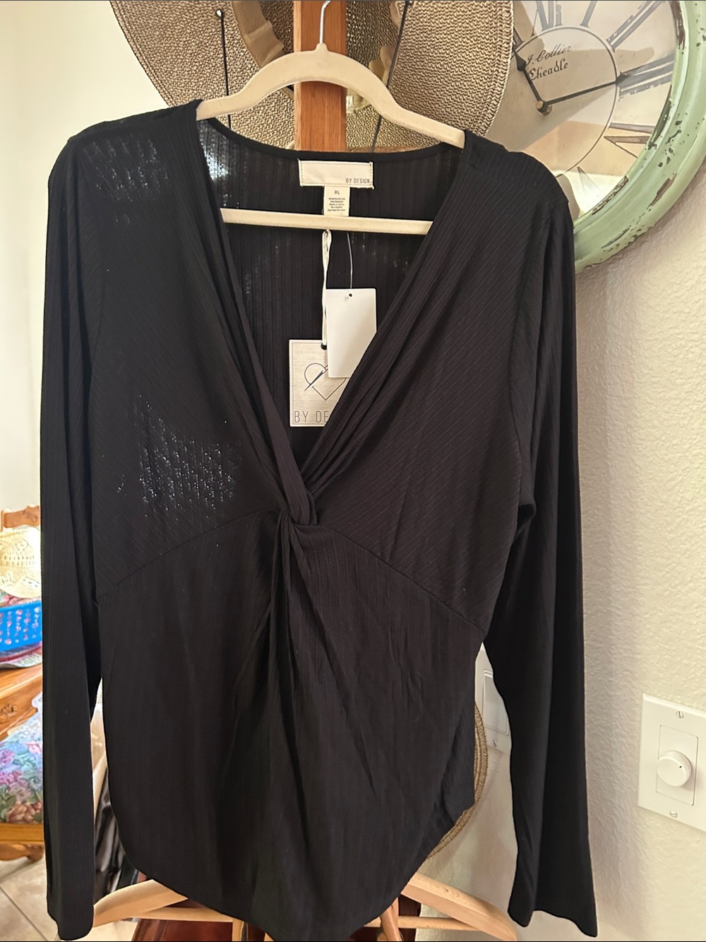 Black Twist-Front Long Sleeve Top by By. Design
